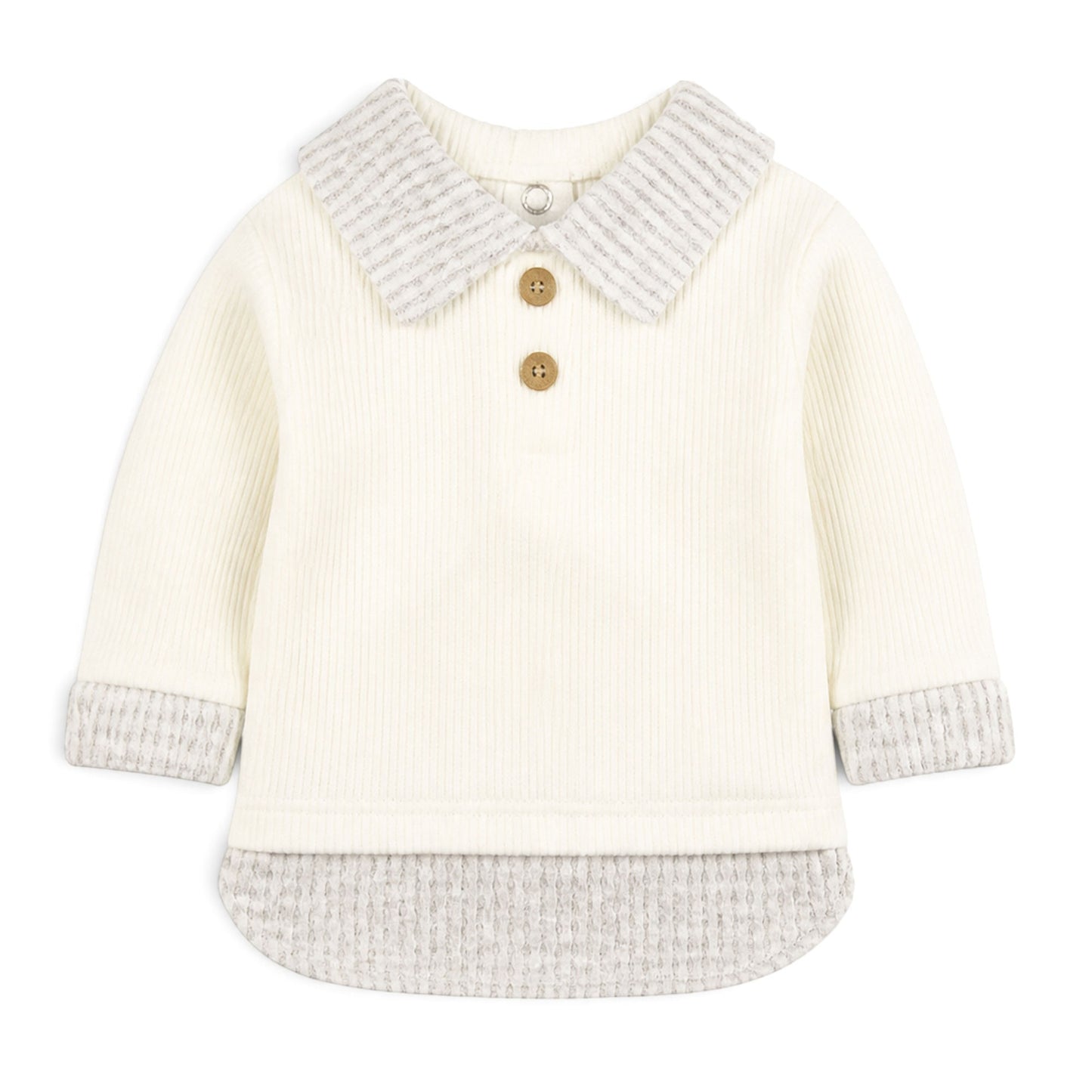 CREAM AND HEATHER GREY COLLARED BABY BOY GIFT SET