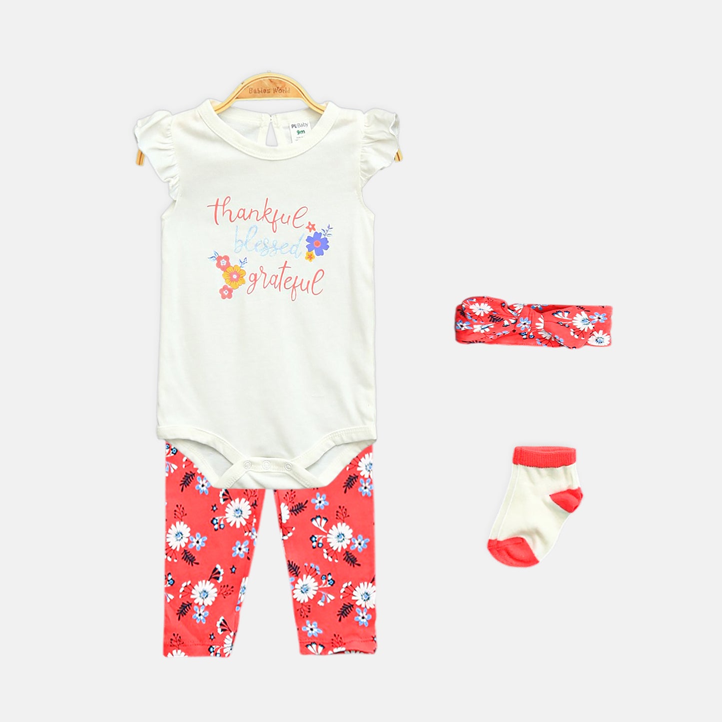 Red Floral 4-Piece Set