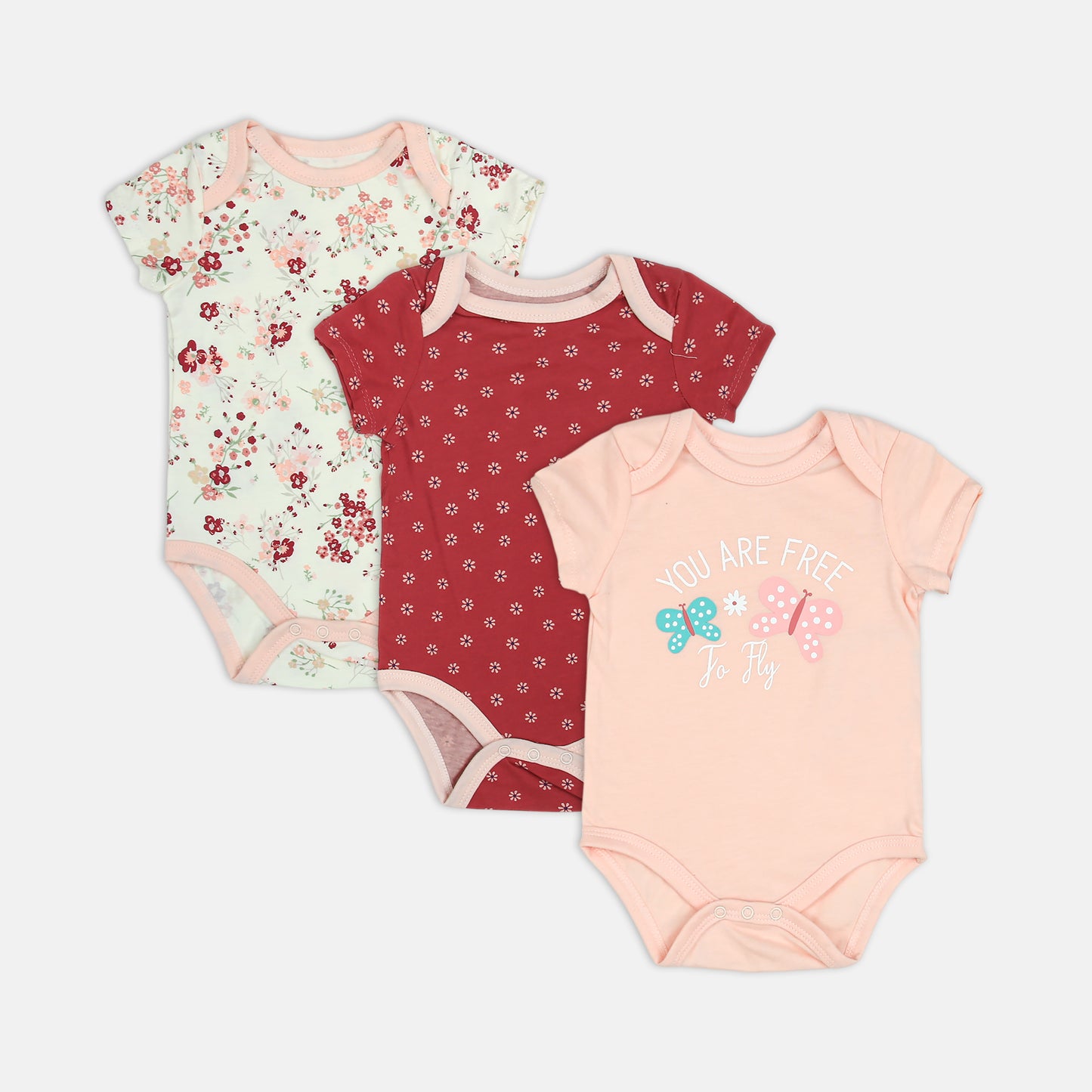 Floral & Butterfly 3-Piece Bodysuit Set
