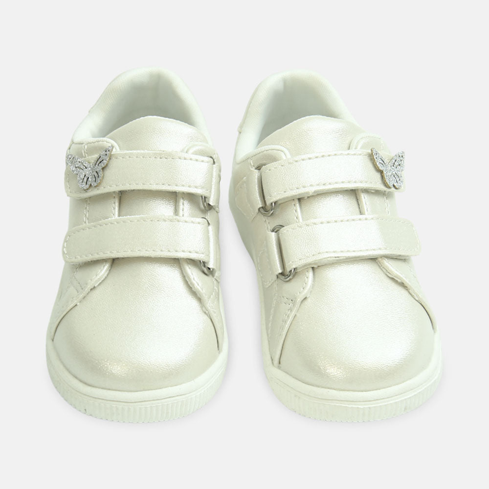 Girl Canvas Shiny Golden Sneakers