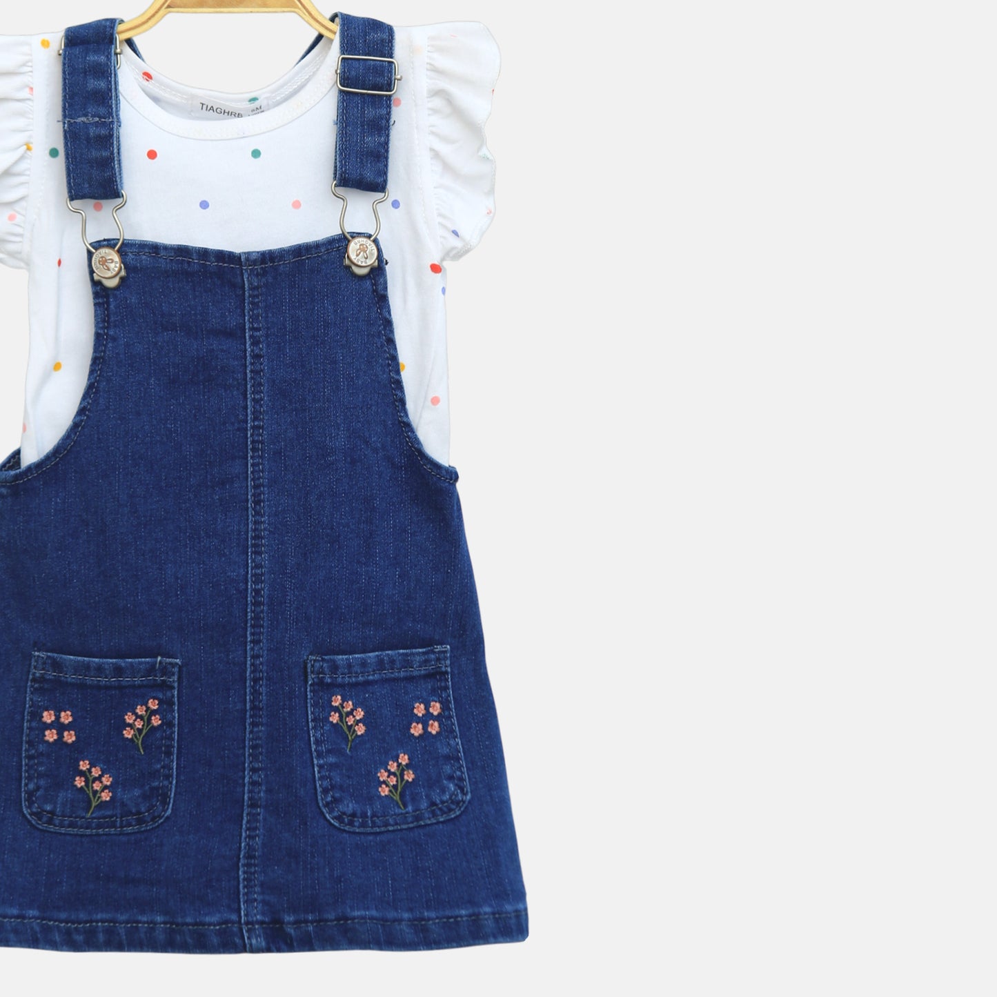Navy Embroidered Pinafore Set