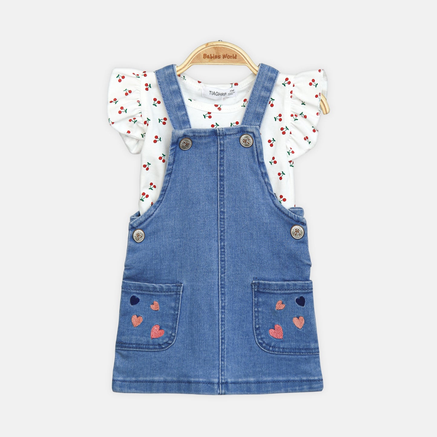Cherry Pinafore Romper Set