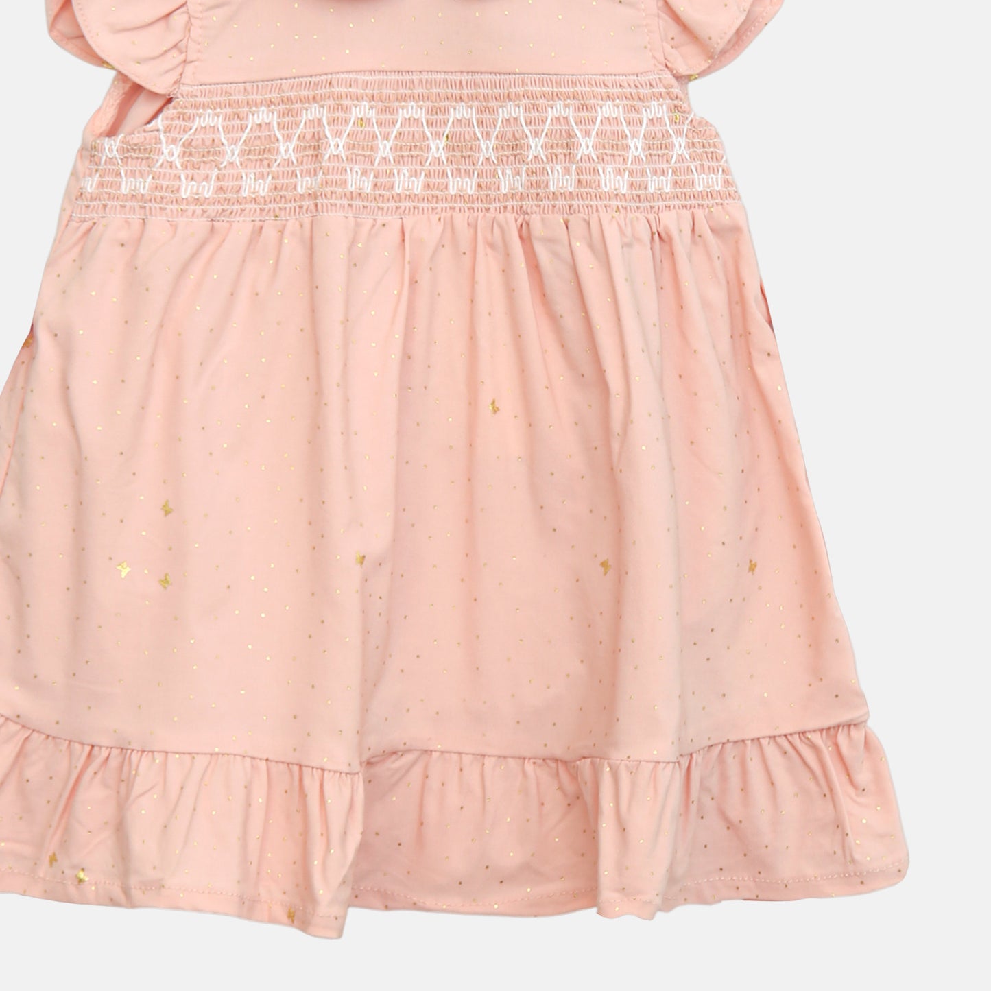 Peach Smocked Peter Pan Dress