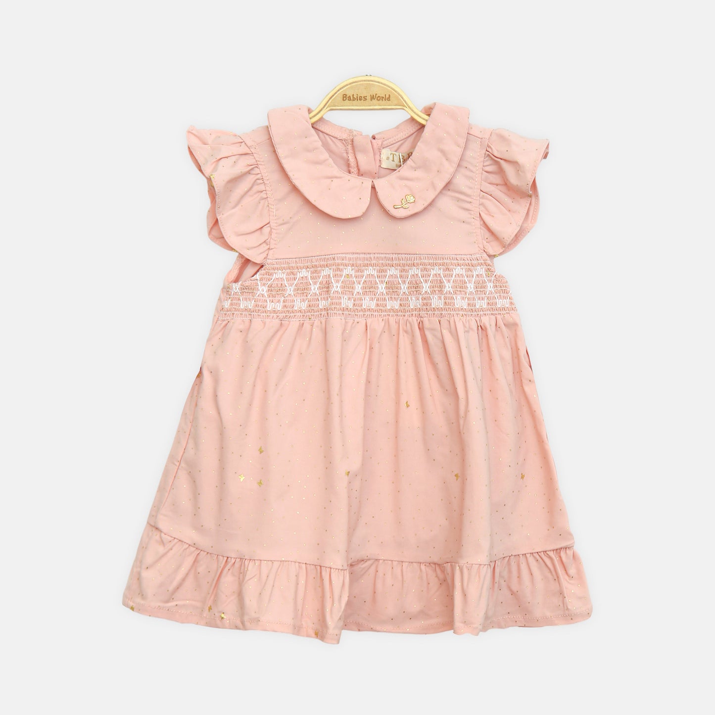 Peach Smocked Peter Pan Dress