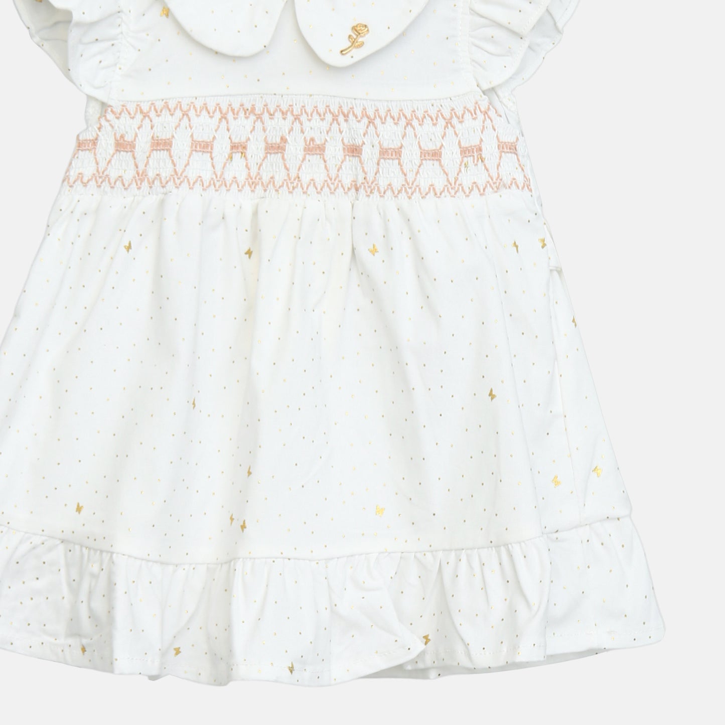 White Smocked Peter Pan Dress