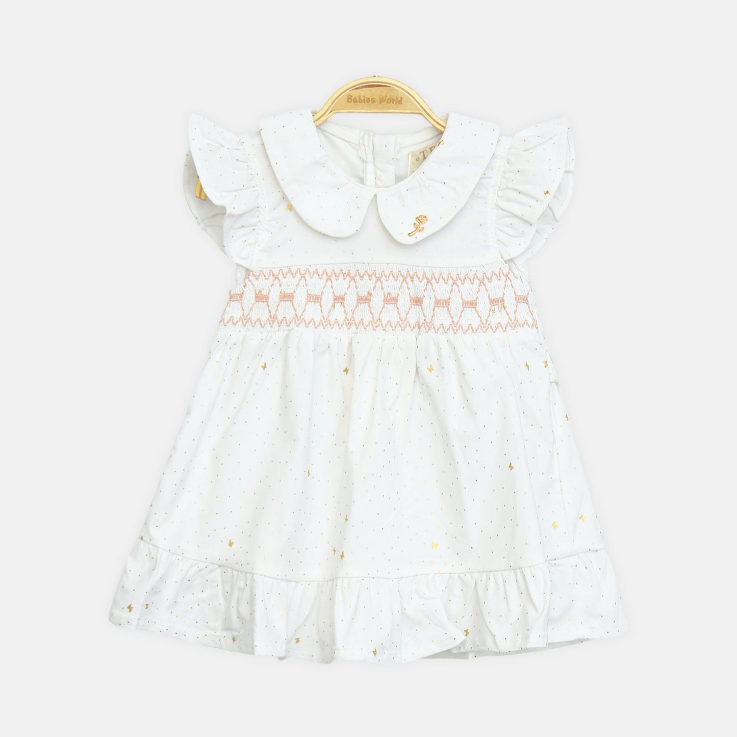 White Smocked Peter Pan Dress