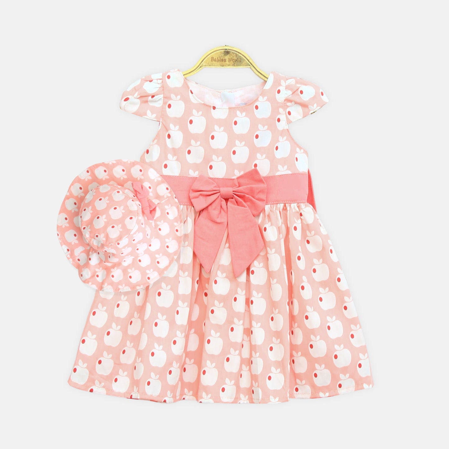 Peach Blossom Dress & Hat Set