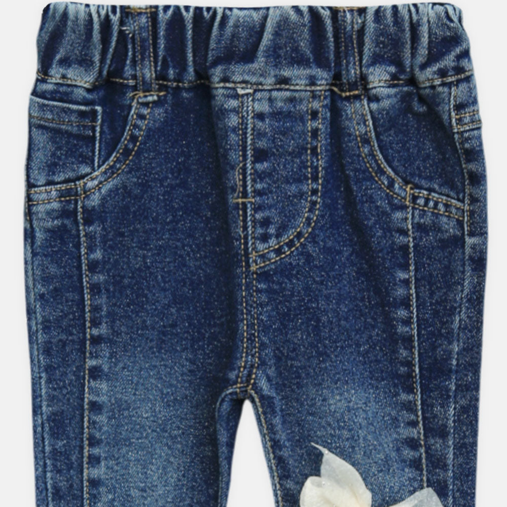 Girl Jeans Dark Denim Blue Bow
