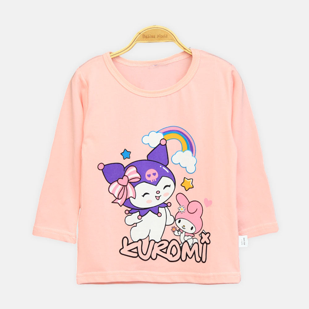 Girls' Pink Kuromi Rainbow Night Suit
