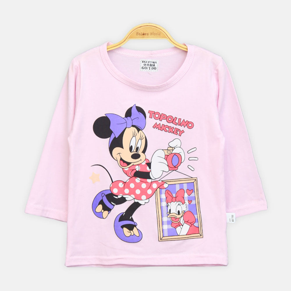 Girls' Pink Micky The First Nightsuit
