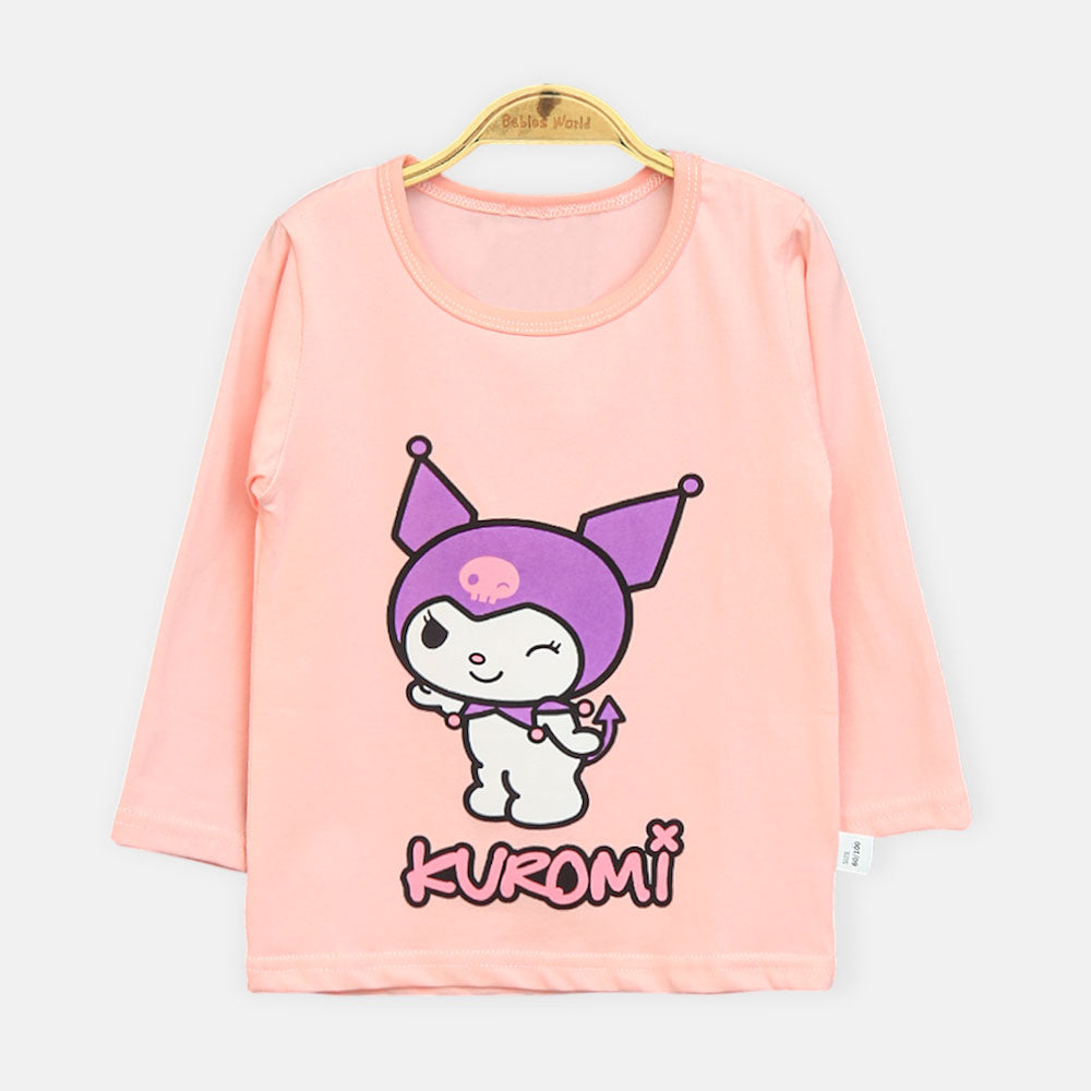 Girls' Peach Kuromi Long-Sleeve Night Suit