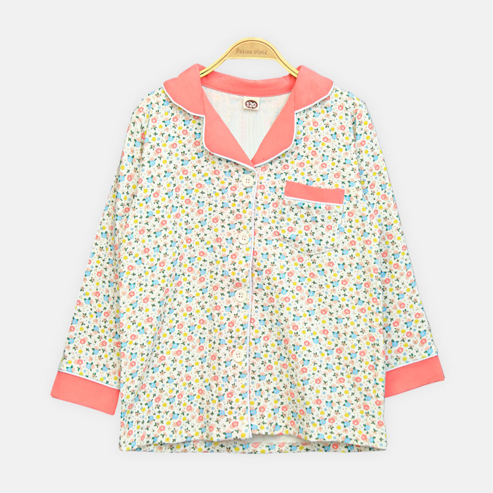 Girls' Vibrant Floral Garden Nightsuit