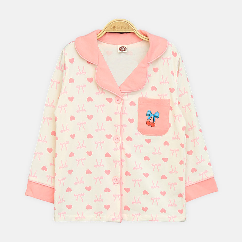 Girls' Pink Hearts & Bows Classic Nightsuit