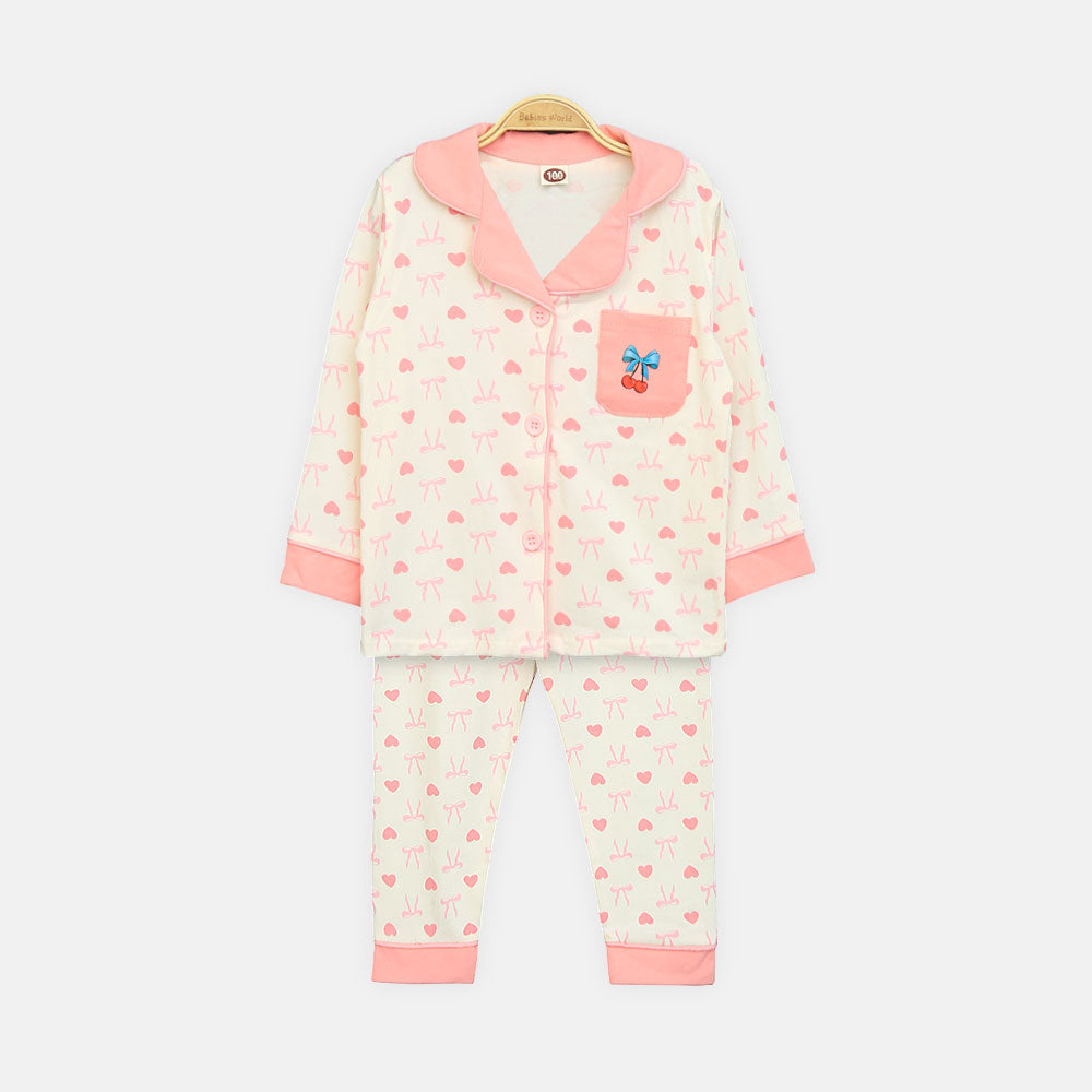 Girls' Pink Hearts & Bows Classic Nightsuit