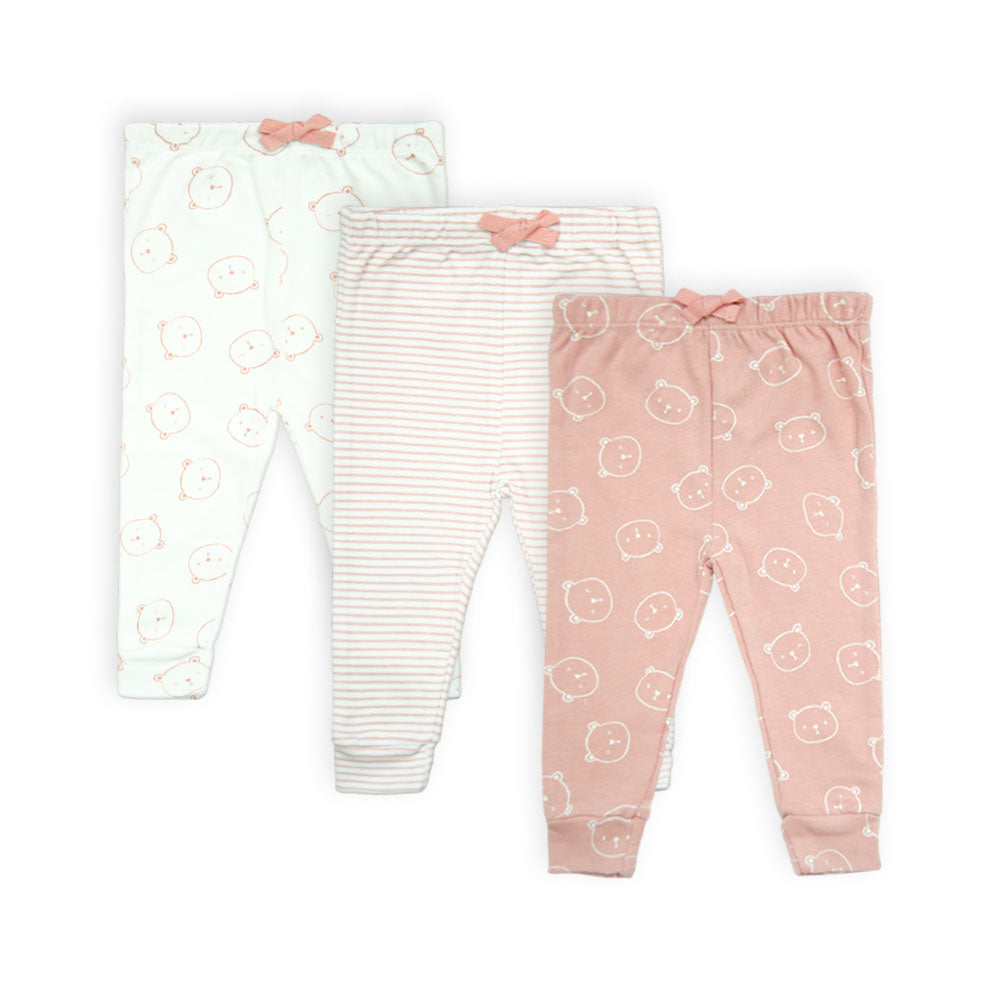 Sweet Bear & Stripes Soft Cotton Leggings Set Pk-3
