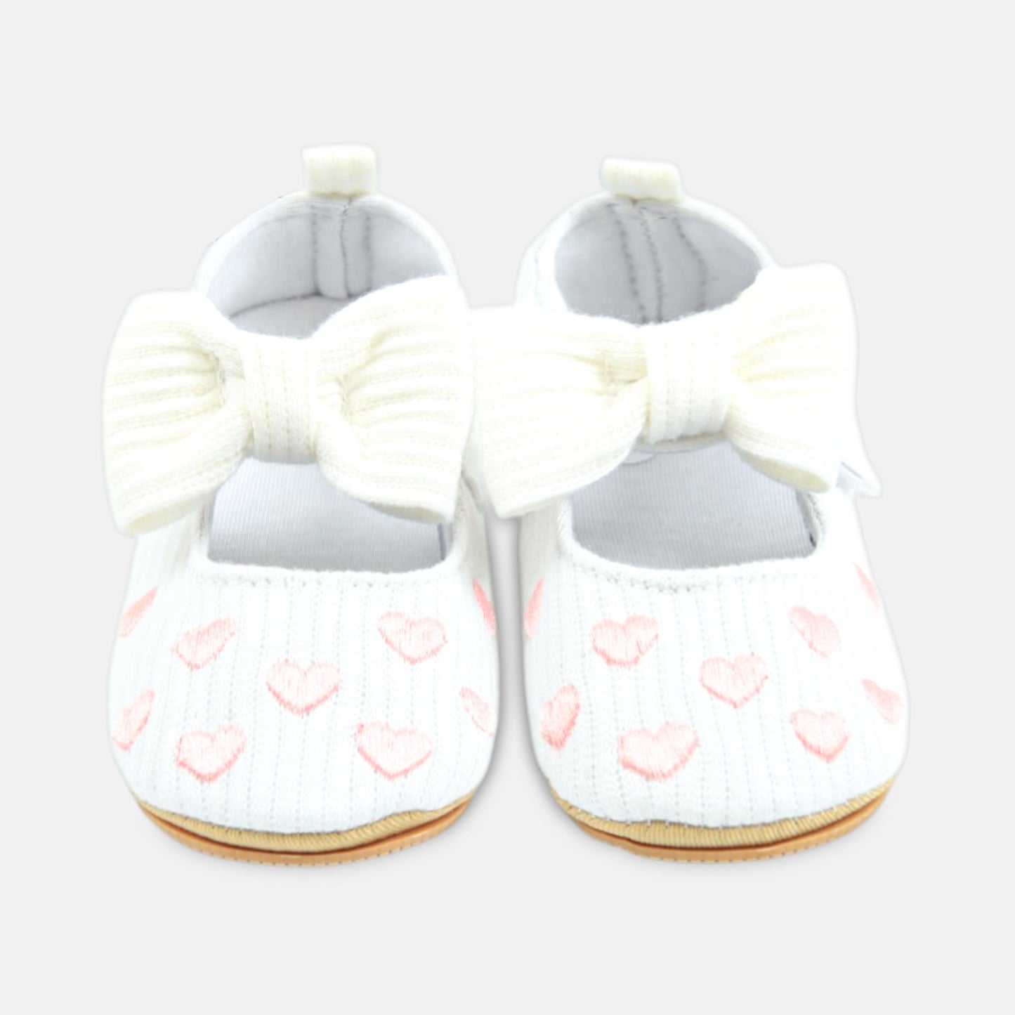 Heart-Embroidered Ribbon Pre-Walker Mary Janes