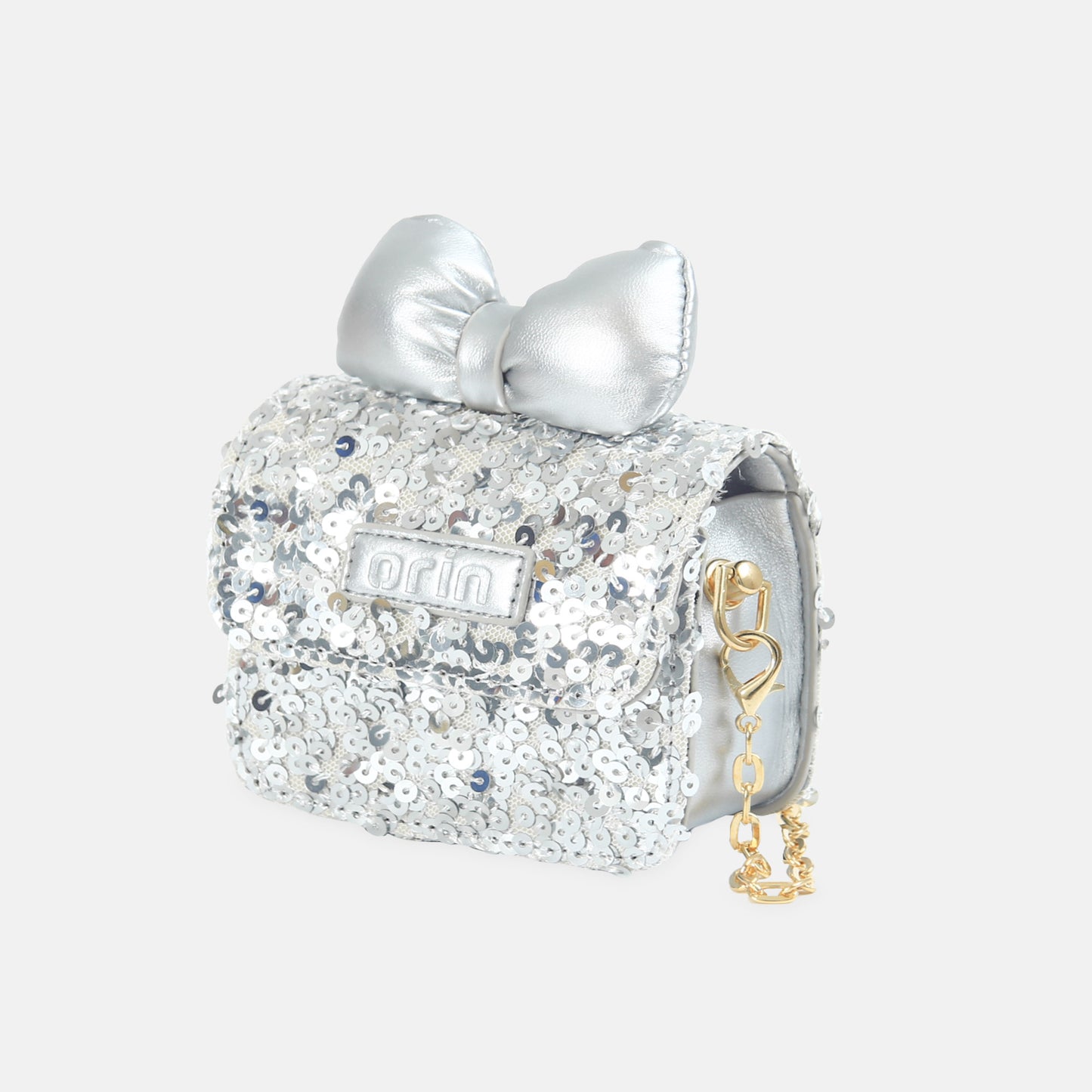 Silver Bow Glitter Bag