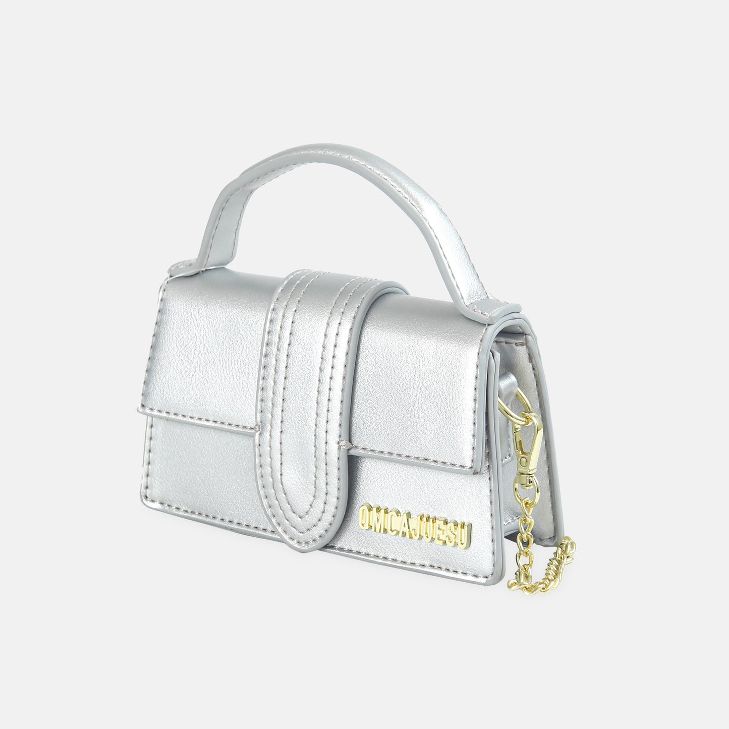 Silver Structured Shoulder Bag