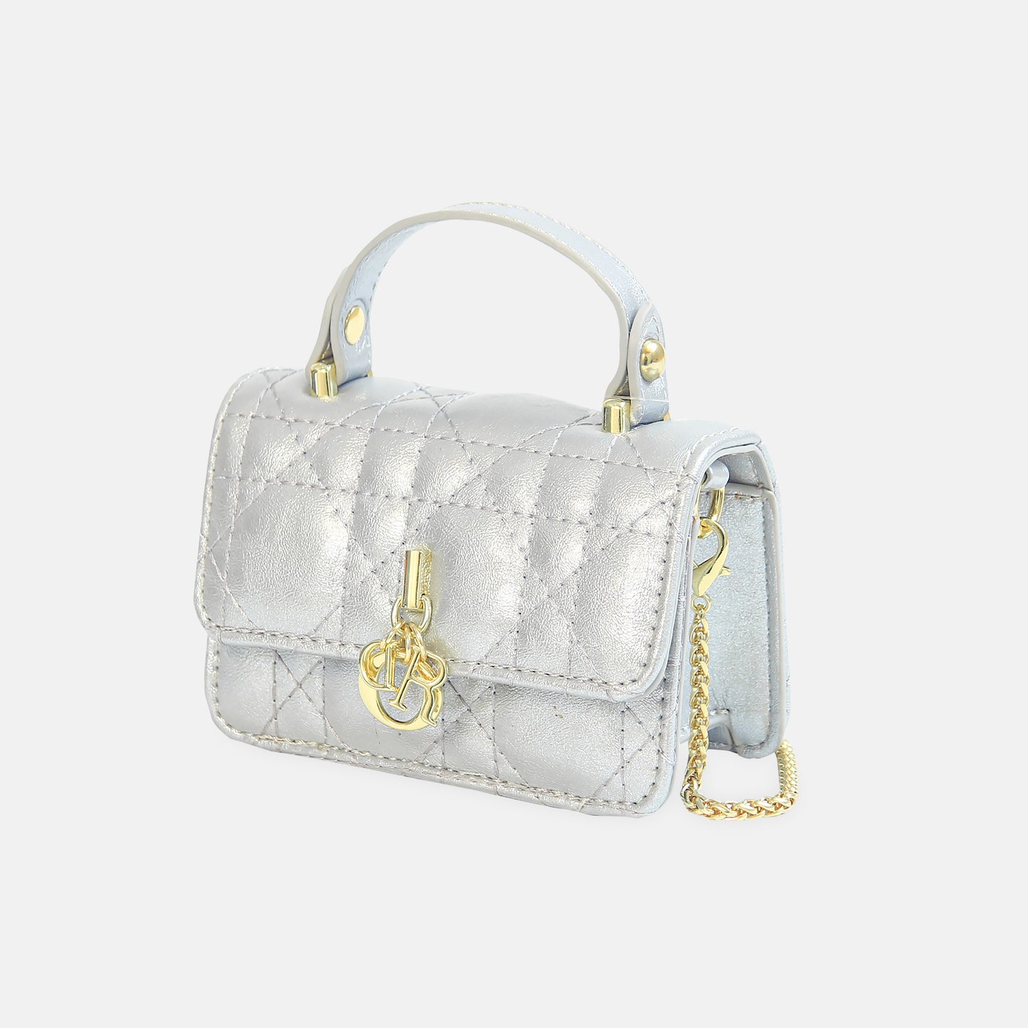 Quilted Silver Mini Bag