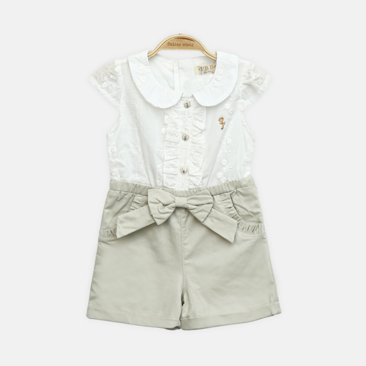 Pastel Green & White Romper