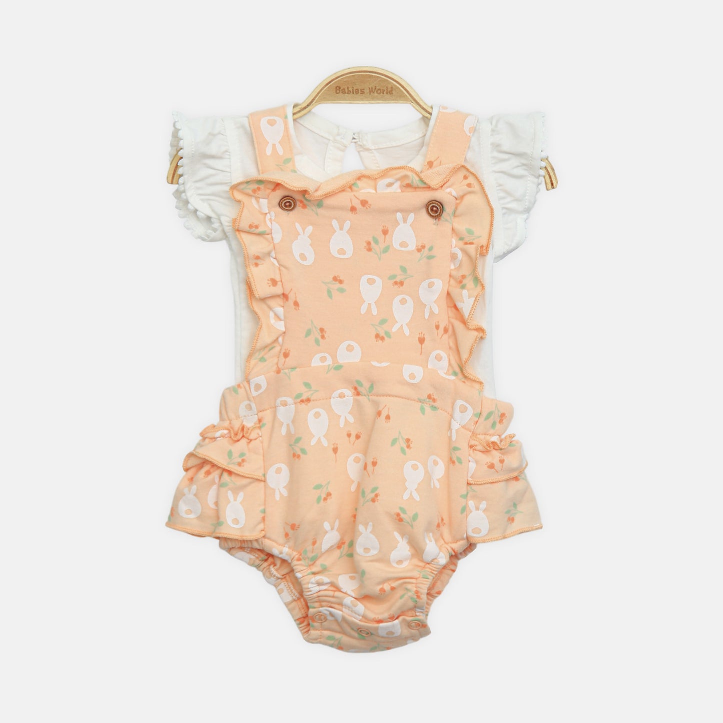 Peach Pinafore Romper Set