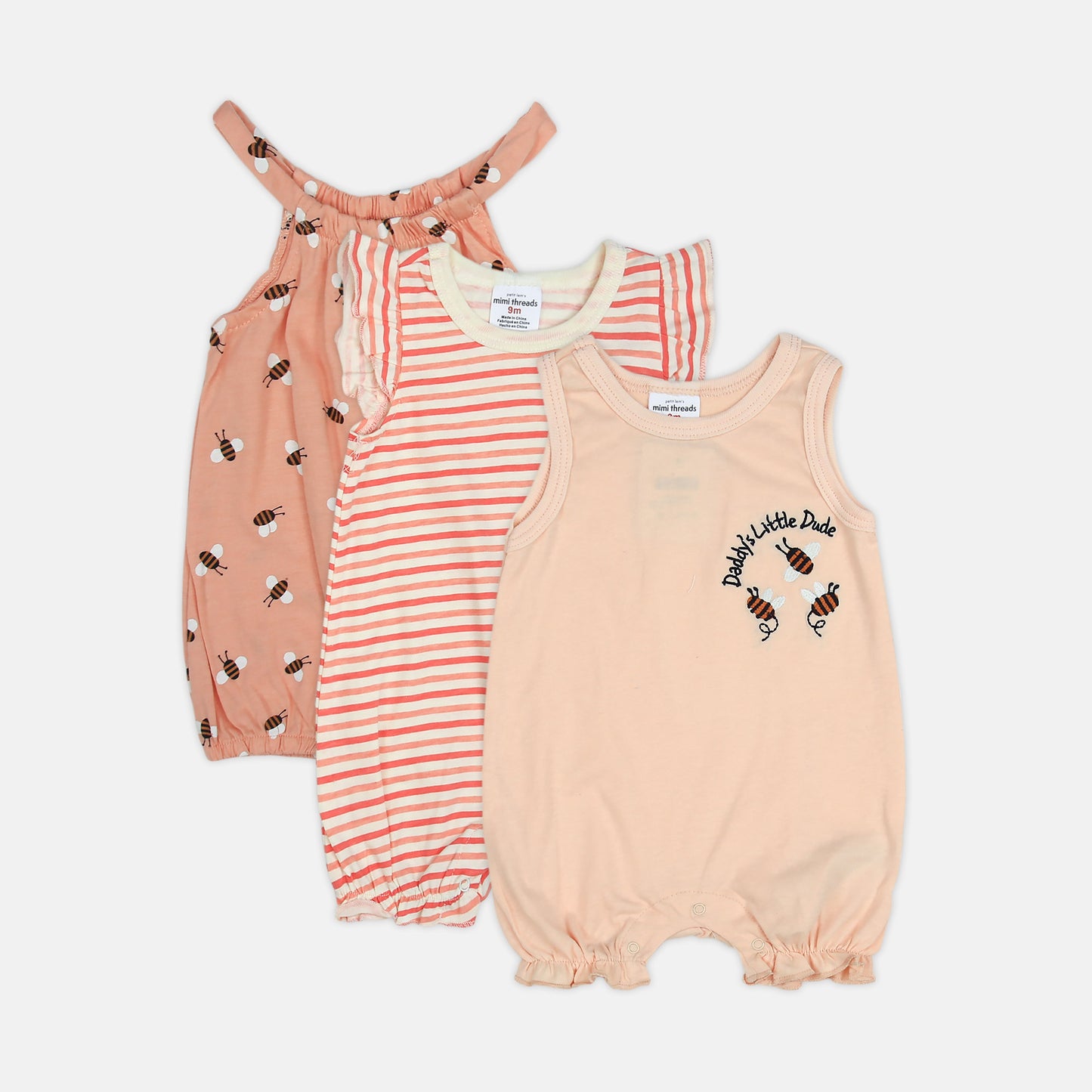 Bee & Ladybug 3-Piece Romper Set