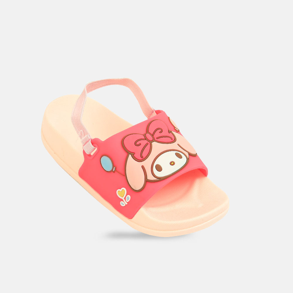 Girl Pink Bow Bunny Slides
