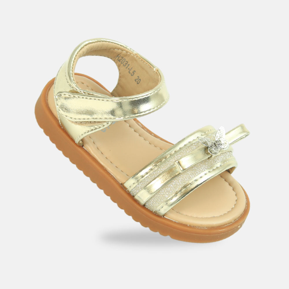 Girls Glitter Bow Butterfly Sandals Gold