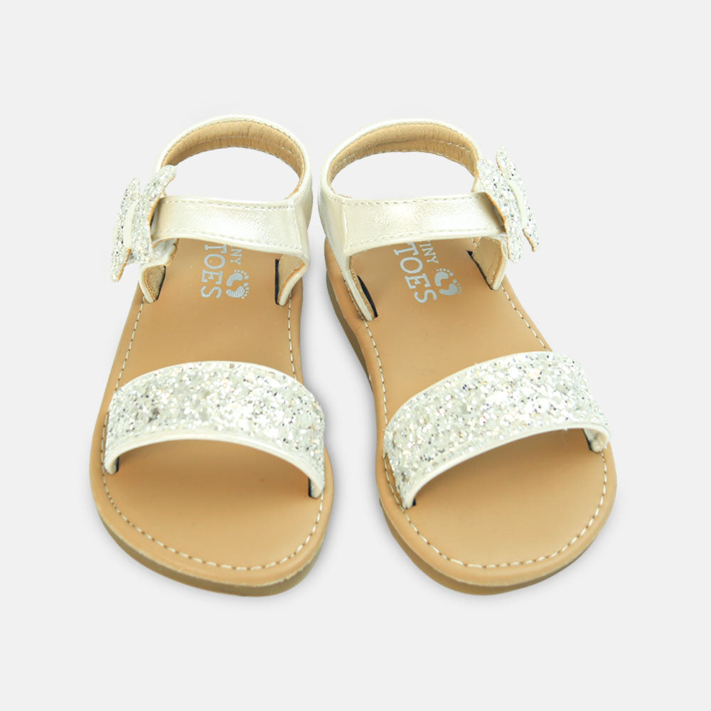 Girls Glitter Butterfly Sandals White