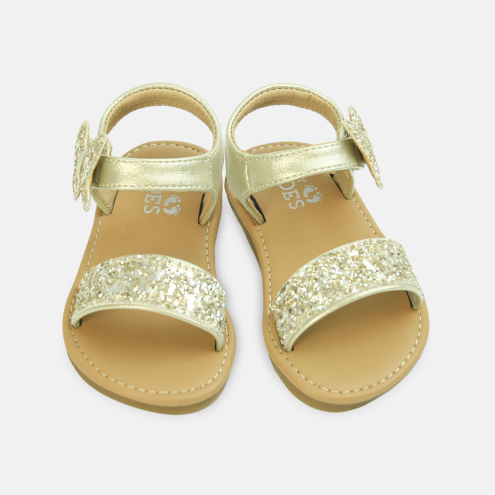 Girls Glitter Butterfly Sandals Gold