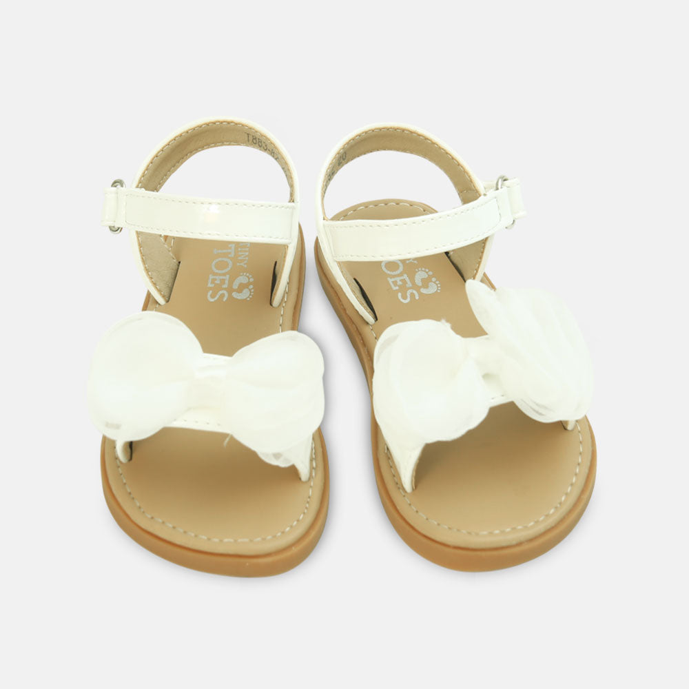 Girls White Bow Sandals