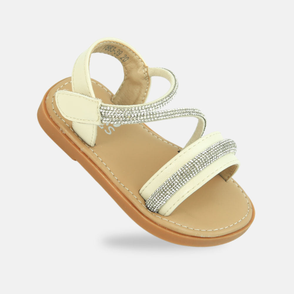 Girls Glitter Strap Ivory Sandals