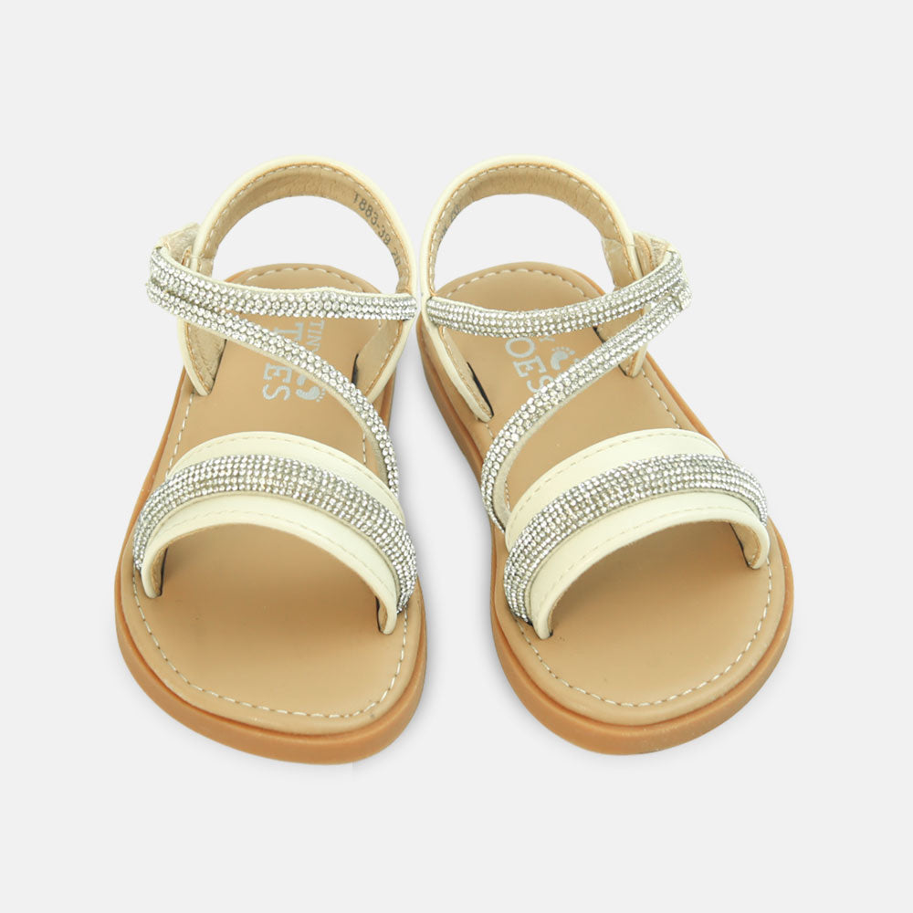 Girls Glitter Strap Ivory Sandals