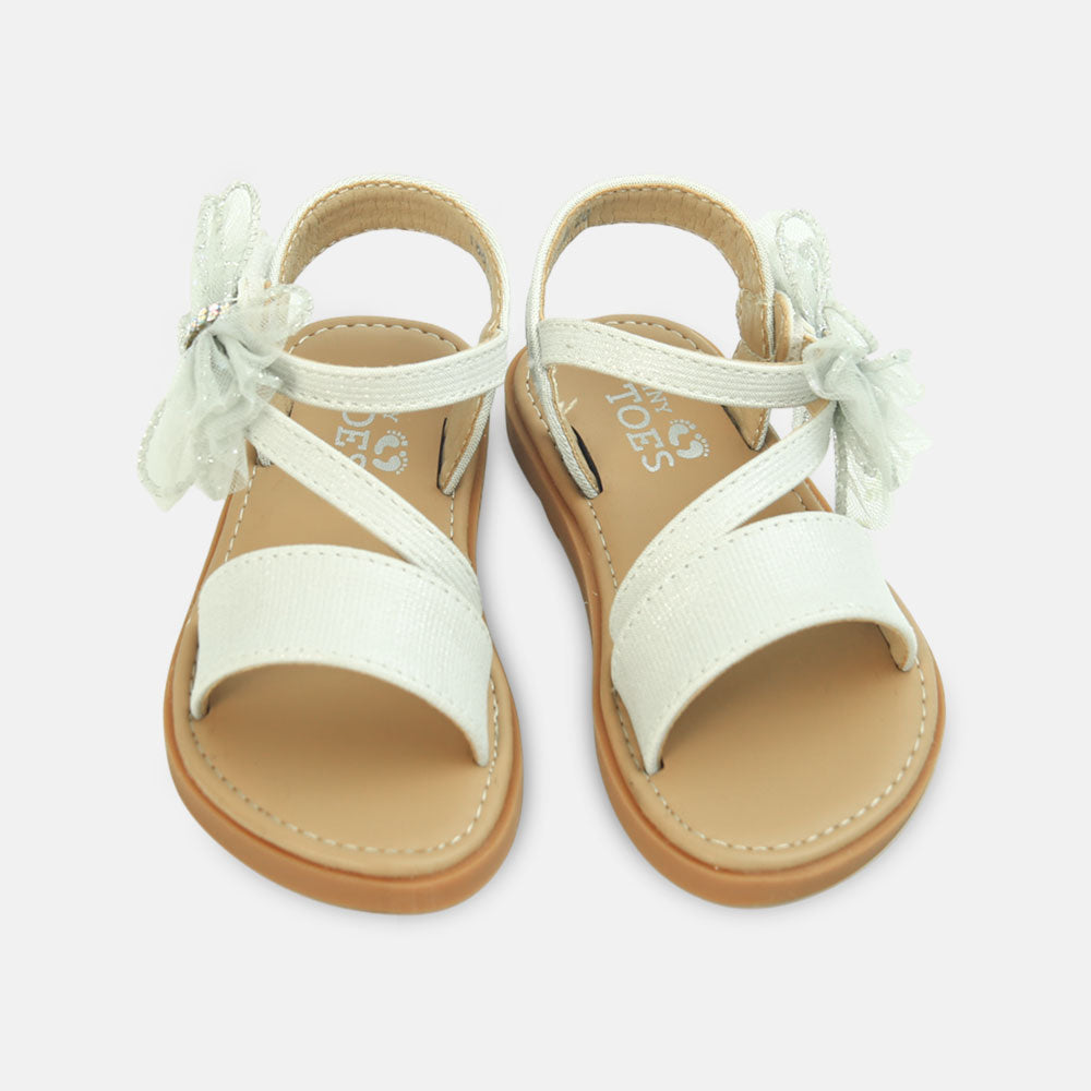 Girls Embellished Bow Sandal Silver