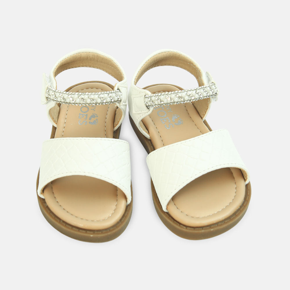 Girls Glitter Strap White Sandals