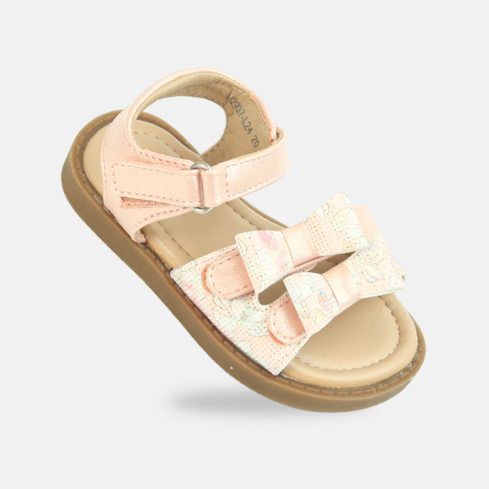 Girls Pink Dual Bow Sandals