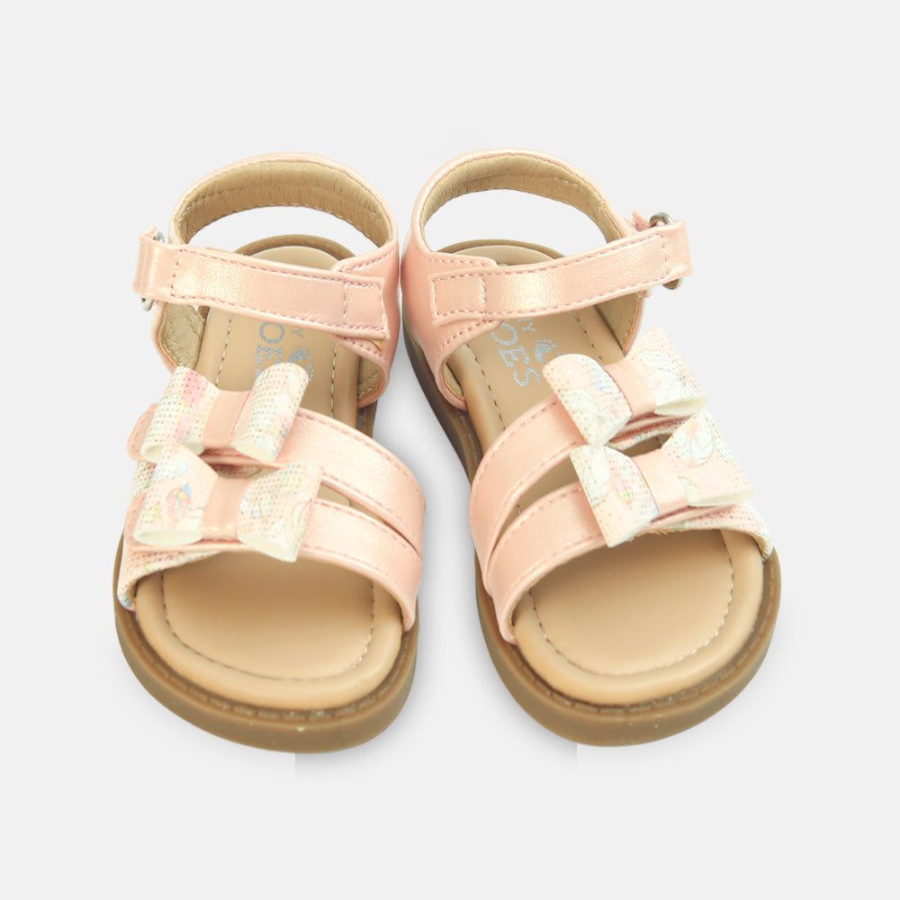 Girls Pink Dual Bow Sandals