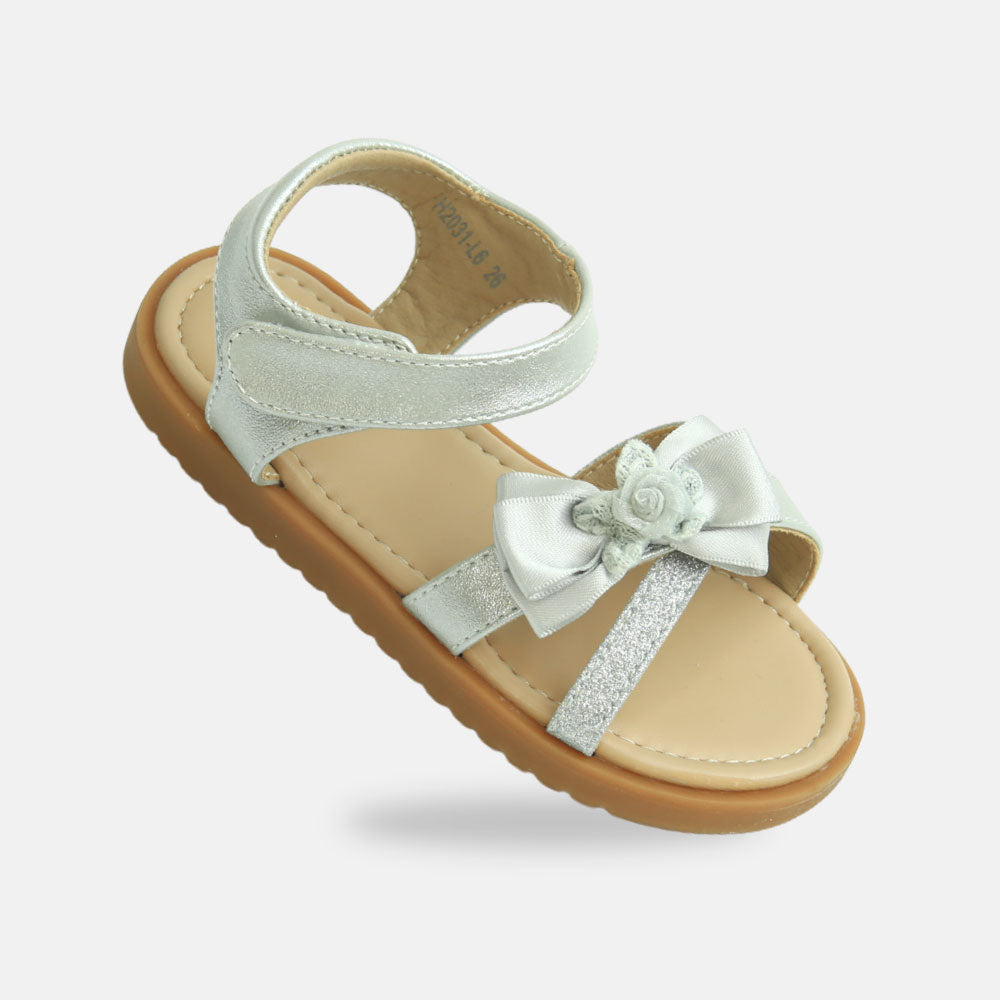 Girls Silver Floral Sandals