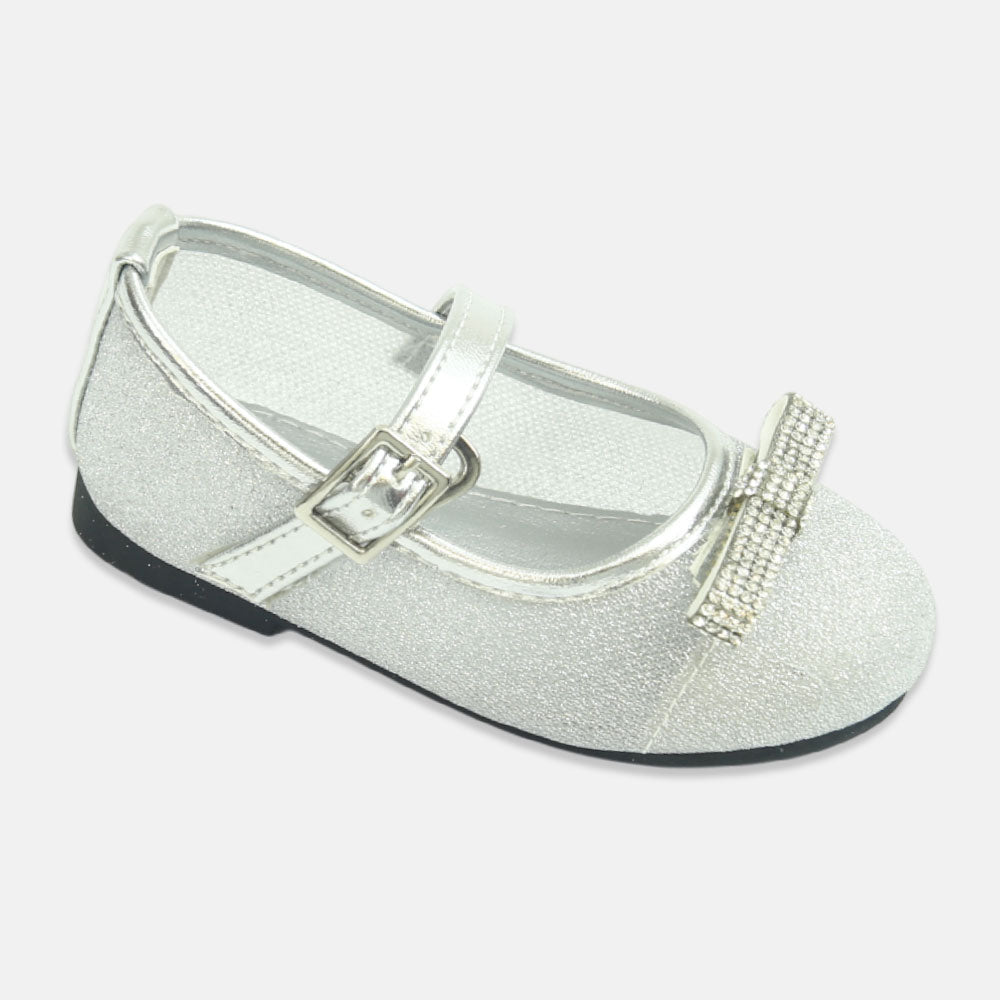 Girl Shoes Shimmering Silver Party Flats
