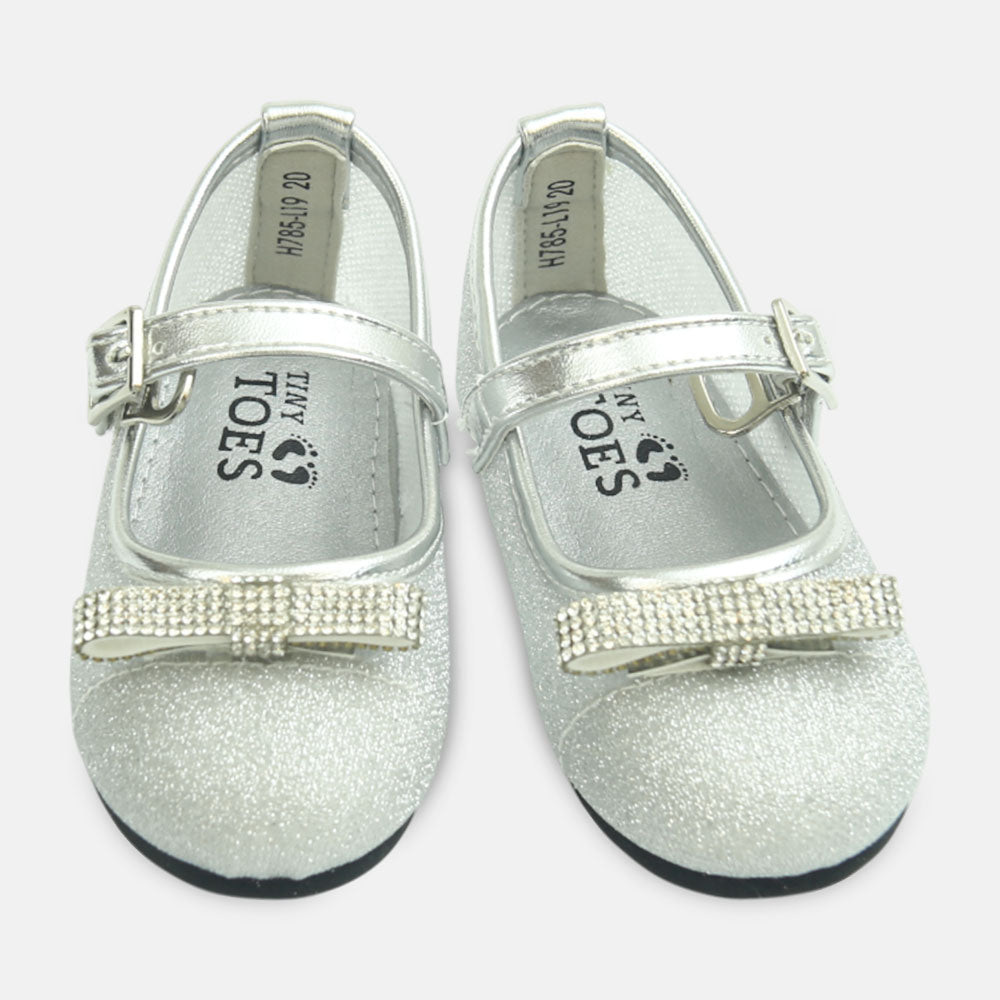 Girl Shoes Shimmering Silver Party Flats