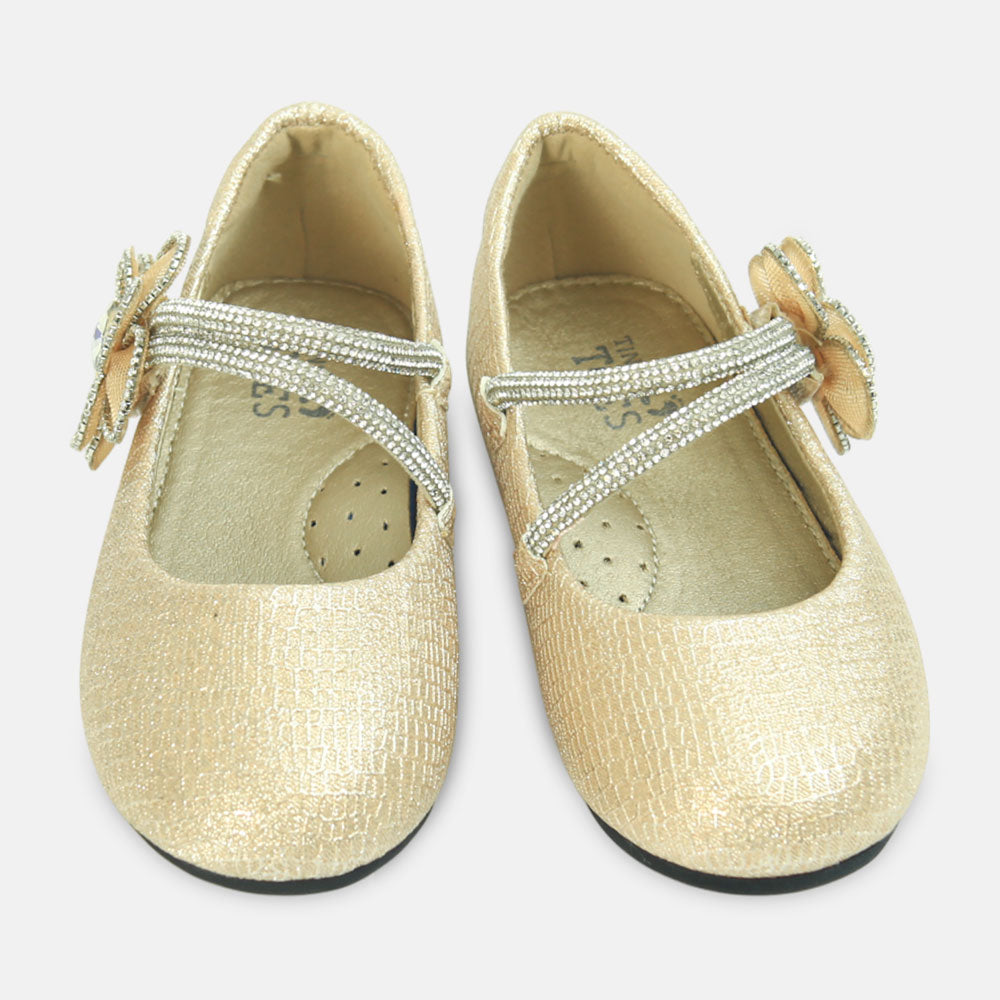 Girl Shoes Elegant Gold Flower Party