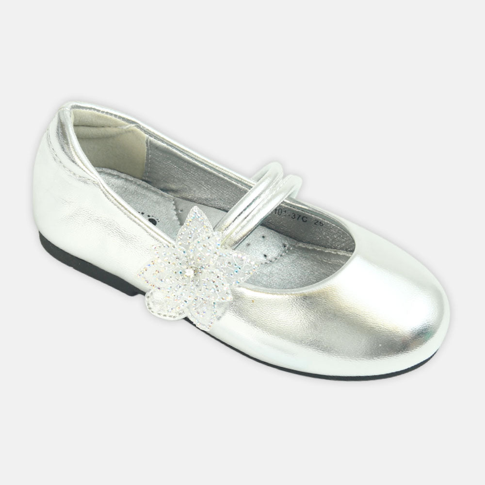 Girl Shoes Blush Flower Silver