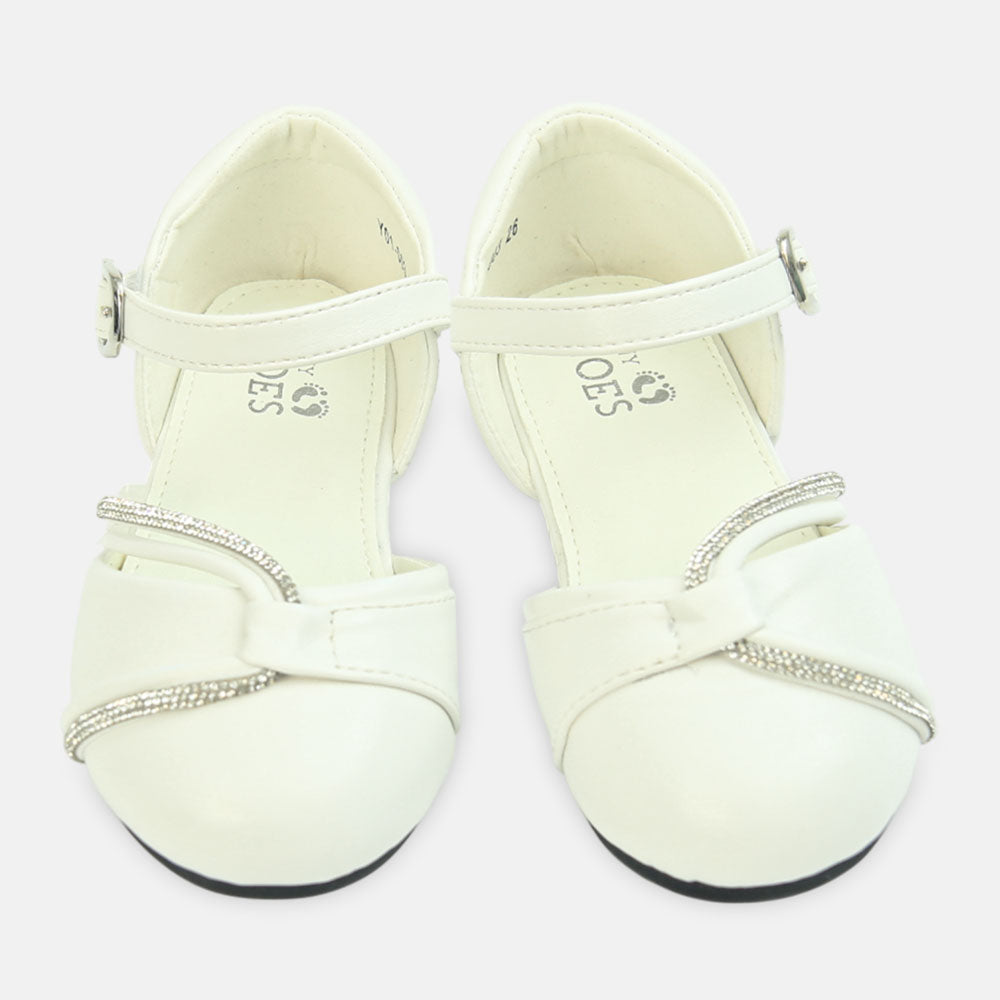 Girl Shoes Classic White Bow Party