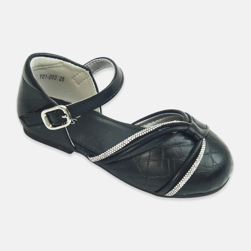 Girl Shoes Classic Black Bow Party
