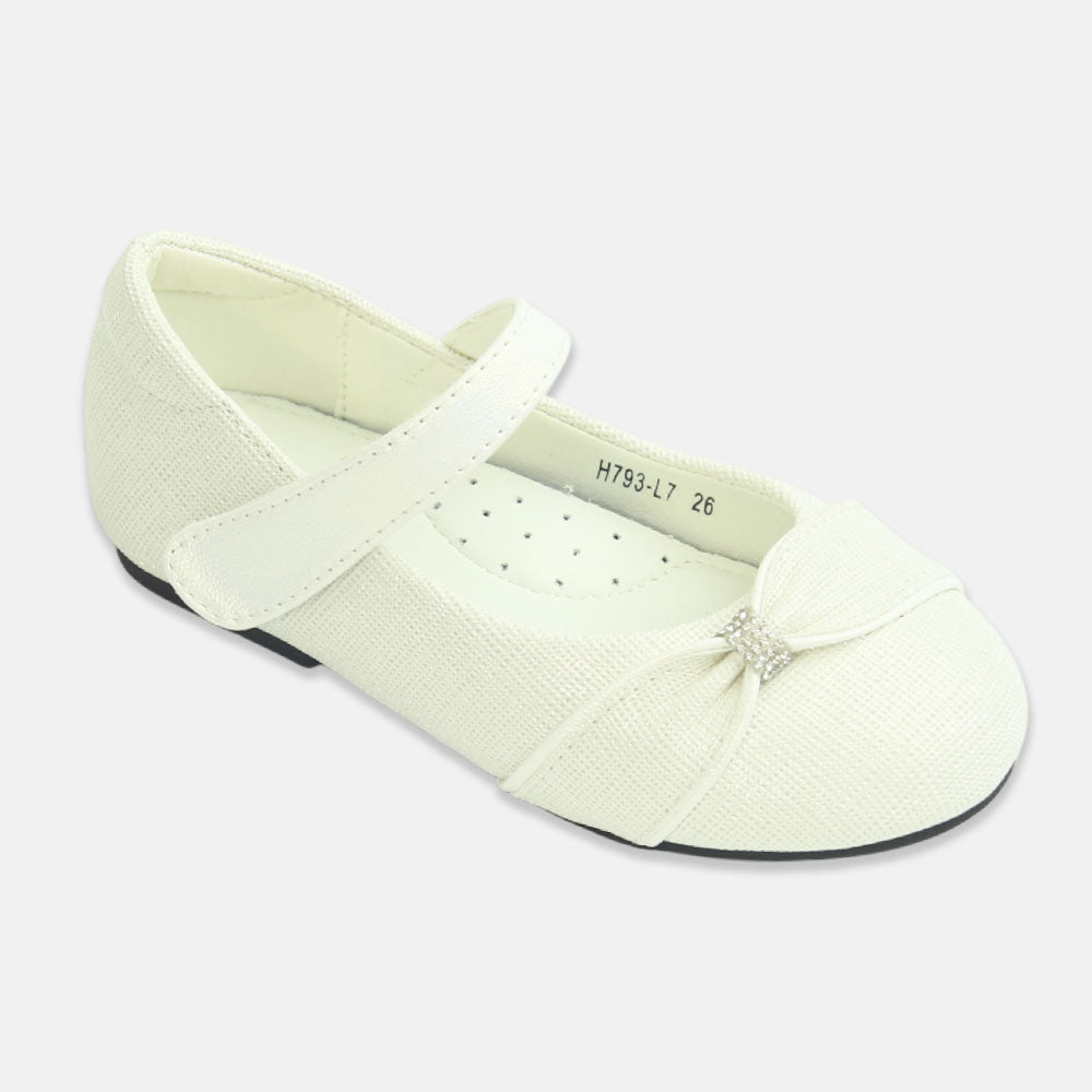 Girl Shoes Bow Accent Mary Janes White