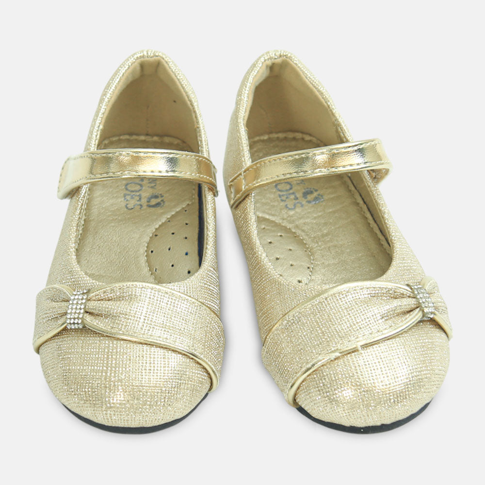 Girl Shoes Bow Accent Mary Janes Gold