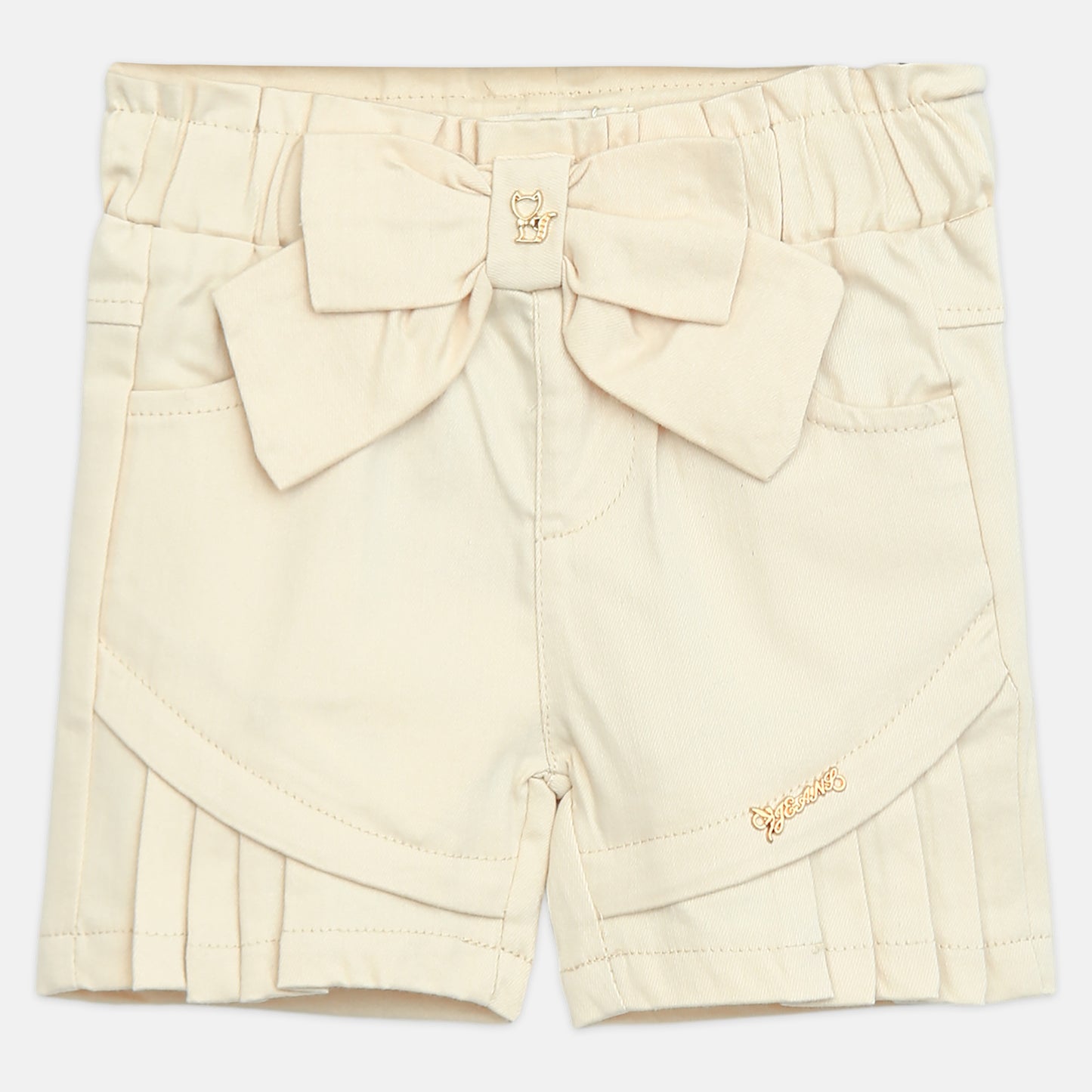 Cream Bow-Accent Shorts