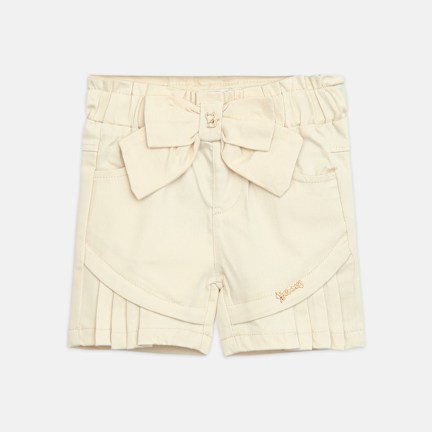 Cream Bow-Accent Shorts