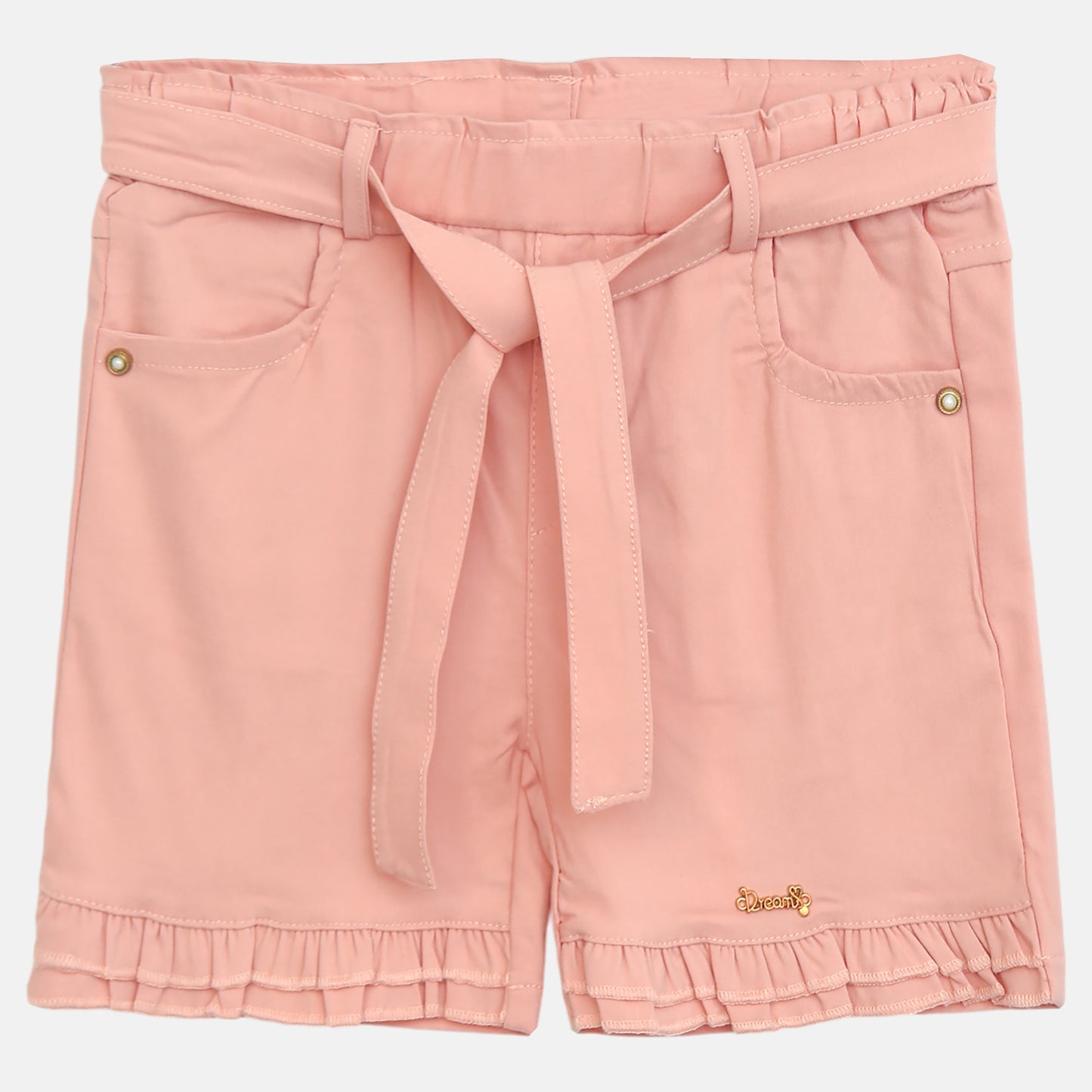 Peach Ruffle-Trim Shorts