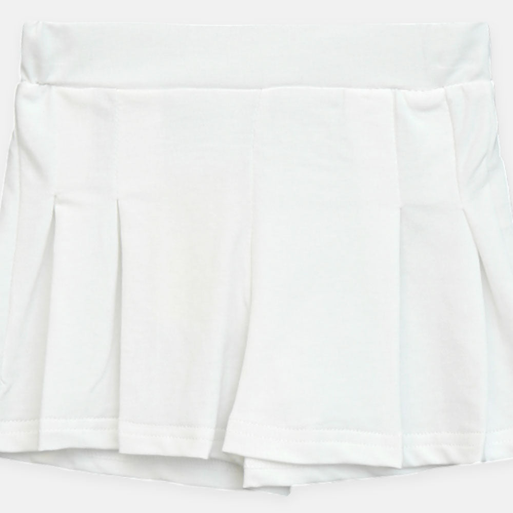 Girls White Timeless Pleated Skort Short